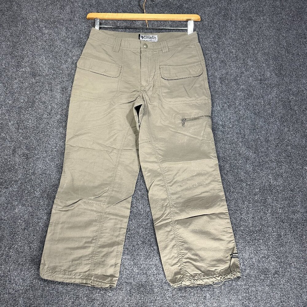 Columbia Pants Womens 8 Green Nylon Capri Hiking Cargo Zip Pocket